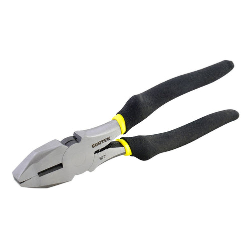 Pinza Para Electricista Con Mango Rubber Grip Nariz Cuadrada Corte Lateral De 7, Surtek 977