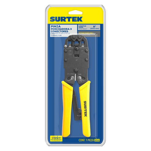 Pinza Ponchadora Modular Para Conectores RJ45, RJ12, Surtek 994