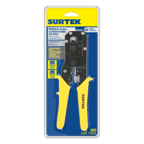 Pinza Ponchadora Modular Para Conectores RJ12 De 9, Surtek 995