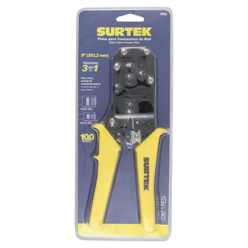Pinza Ponchadora Modular Para Conectores RJ12 De 9, Surtek 995