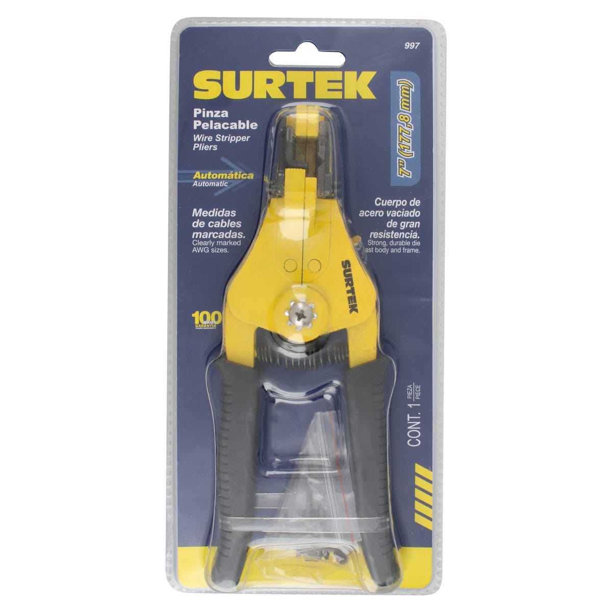 Pinza Pelacable Automática 8-22 AWG De 7, Surtek 997