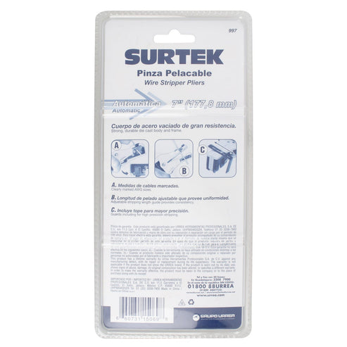 Pinza Pelacable Automática 8-22 AWG De 7, Surtek 997