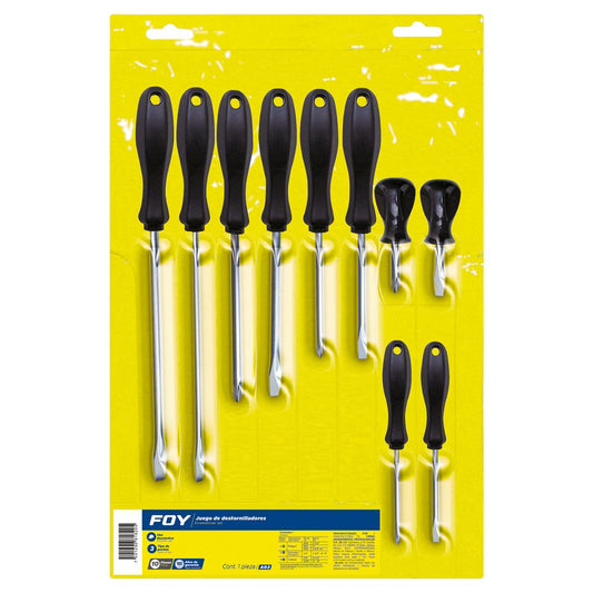 Juego De Destornilladores Con Mango Negro Combinados, 10 Piezas En Blíster, Foy A02