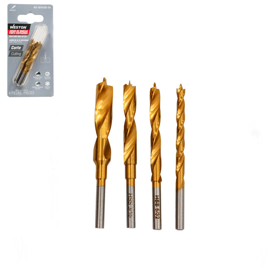 Juego de Brocas Punta Centradora 1/8", 5/32", 3/16", 1/4" AAV | AD-1016-631-01