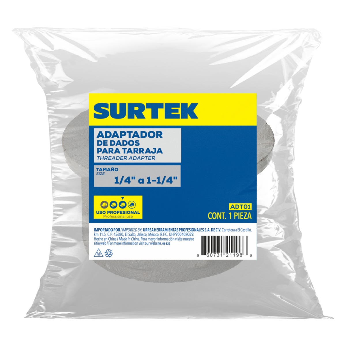 Adaptador Para Dados De Tarraja De 1/4 A 1-1/4, Surtek ADT01