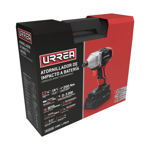 Atornillador De Impacto 1/4 A Batería Litio-Ion 18 V, 350, Urrea AI1018