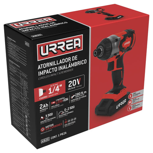 Atornillador De Impacto 1/4 A Batería Litio-Ion 20 V, 280 Nm, Urrea AI820
