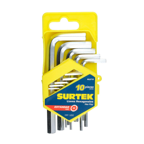 Juego De Llaves Hexagonales Tipo L, En Pulgadas, Surtek ALLF10