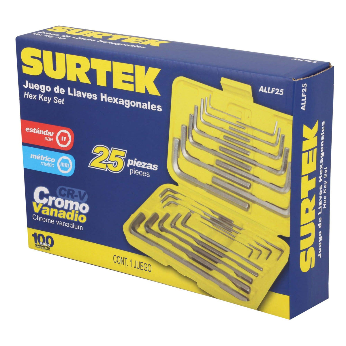 Juego De Llaves Hexagonales Tipo L, Combinadas, Surtek ALLF25