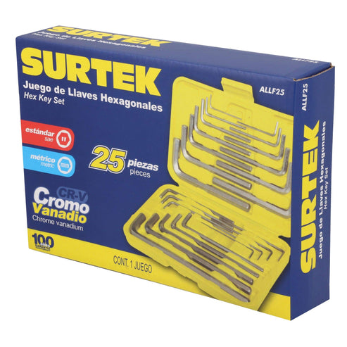 Juego De Llaves Hexagonales Tipo L, Combinadas, Surtek ALLF25