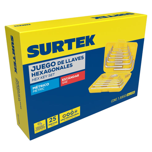 Juego De Llaves Hexagonales Tipo L, Combinadas, Surtek ALLF25