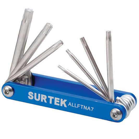 Juego De Llaves Torx Tipo Navaja Estuche Metálico, 7 Piezas En Blíster, Surtek ALLFTNA7