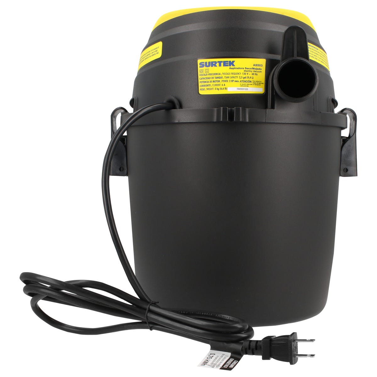 Aspiradora De Plástico 2.5 Galones, 2 HP 120 V, Surtek AS503