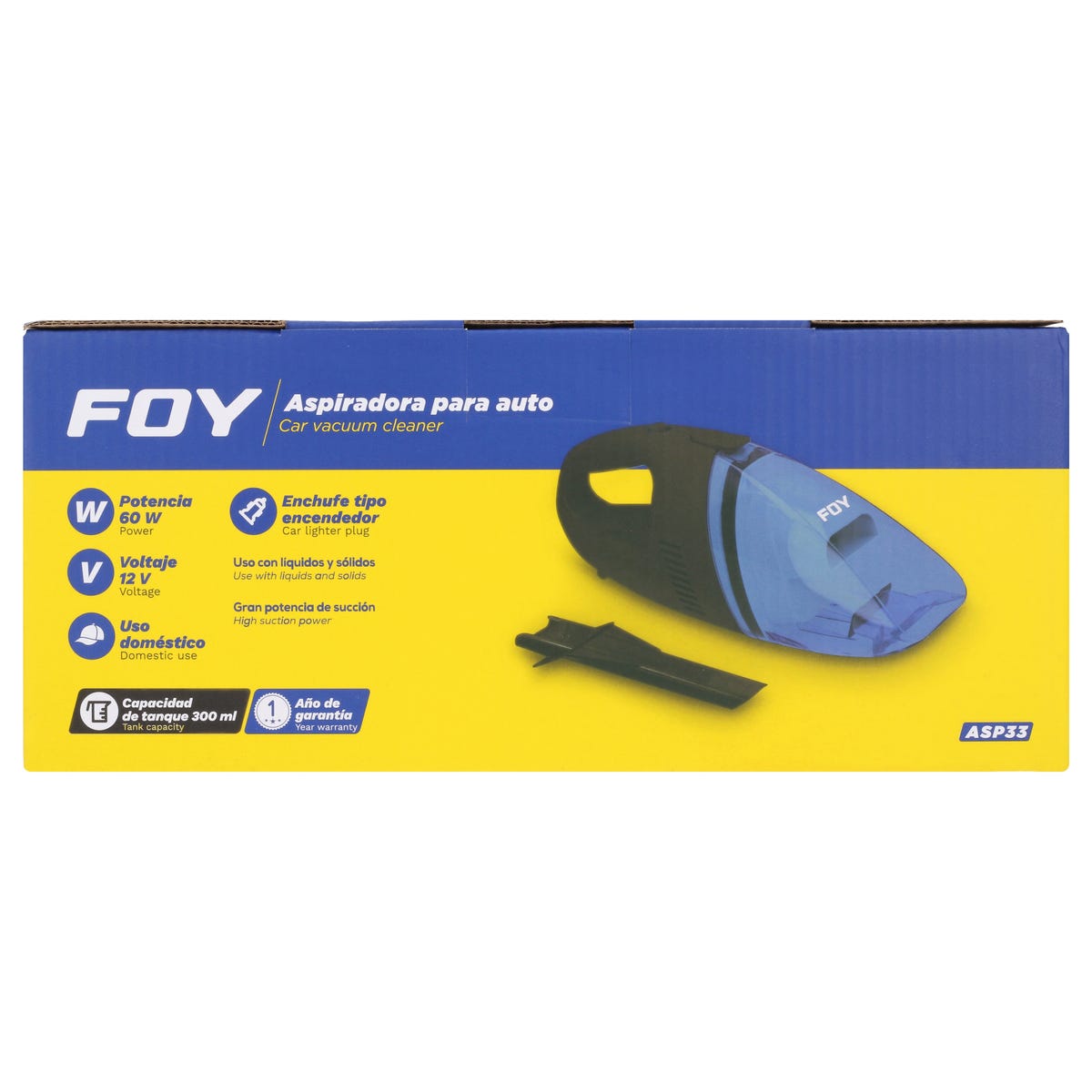 Aspiradora Portátil Para Automóvil 300 ml, 12 V, Foy ASP33