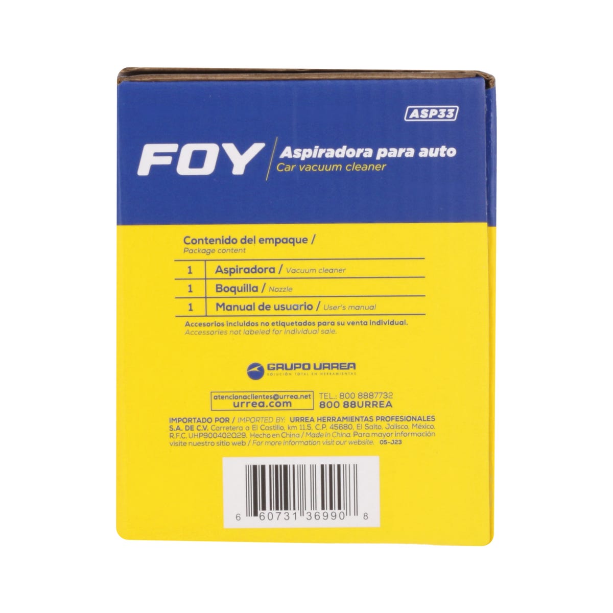 Aspiradora Portátil Para Automóvil 300 ml, 12 V, Foy ASP33