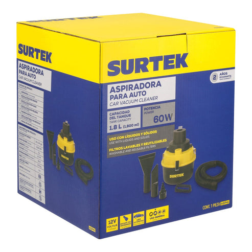 Aspiradora Portátil Para Automóvil 1800 ml, 12 V, Surtek ASP41