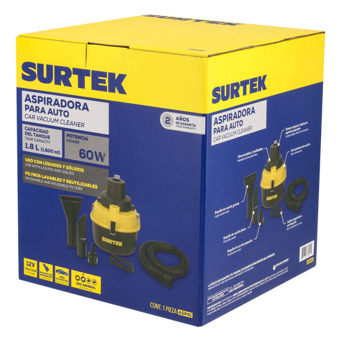 Aspiradora Portátil Para Automóvil 1800 ml, 12 V, Surtek ASP41