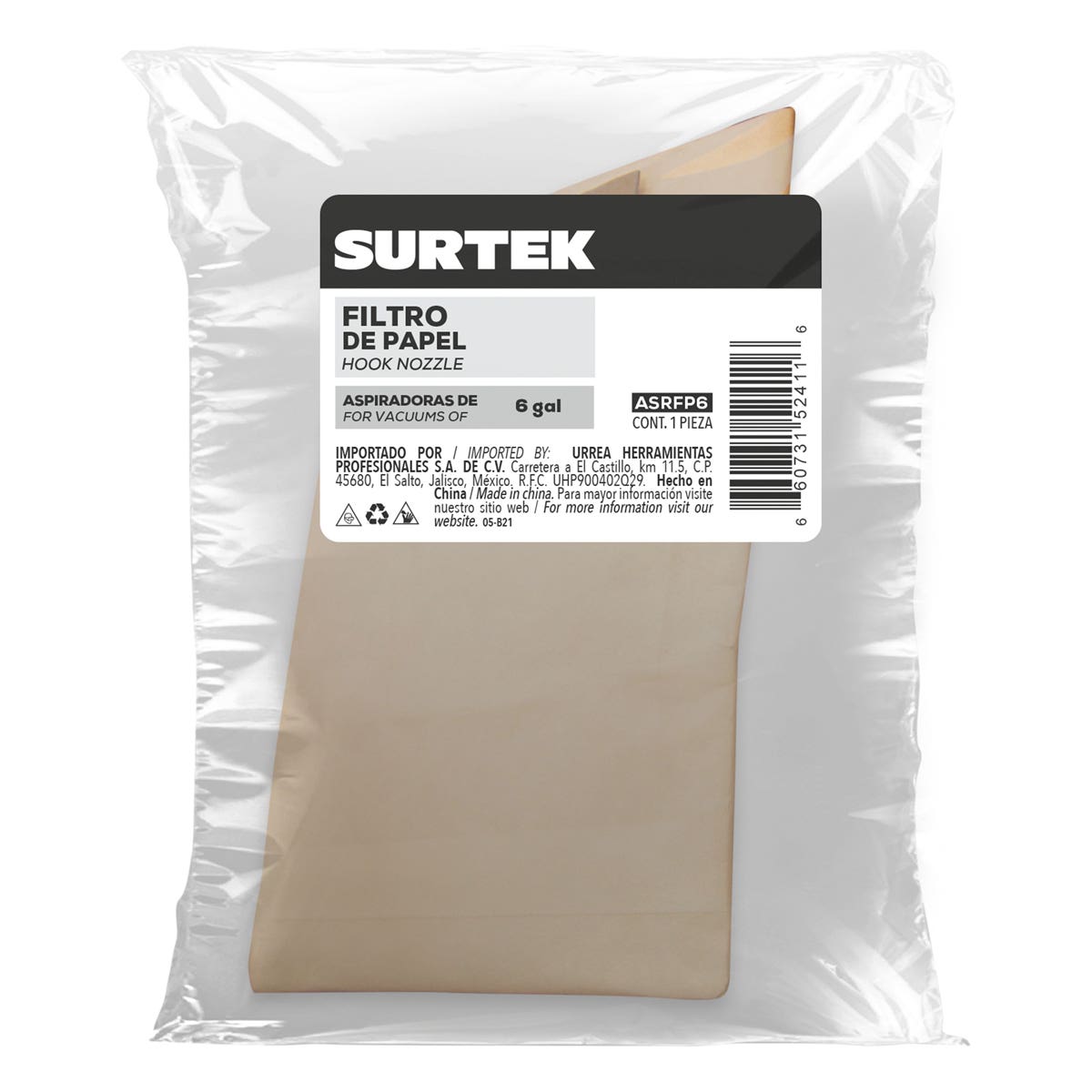 Filtro De Papel Para Aspiradora De 6 Galones, Surtek ASRFP6