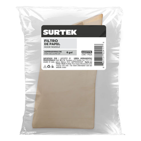 Filtro De Papel Para Aspiradora De 6 Galones, Surtek ASRFP6