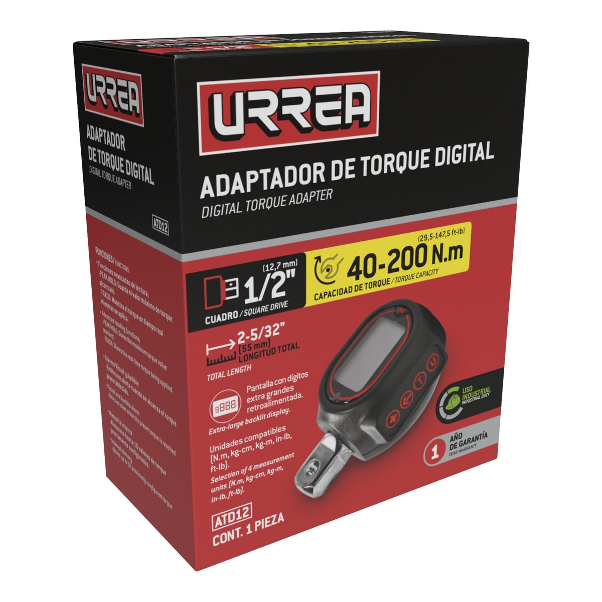 Adaptador De Torque Digital Cuadro De 1/2, Urrea ATD12