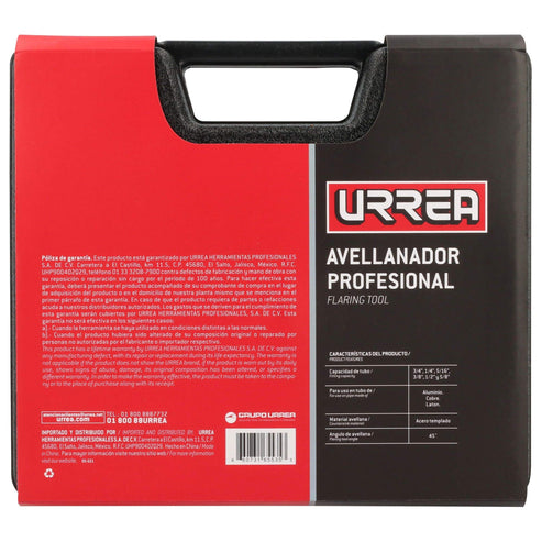 Avellanador Con Prensa Ajustable De 1/4 A 3/4, Urrea AVE14