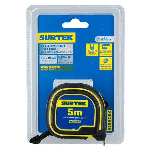 Flexómetros Anti-Impacto Con Carcasa Soft Grip, 5 m x 19 mm, Surtek B122064