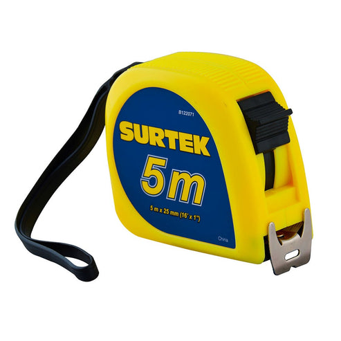 Flexómetro Con Carcasa De Plástico Invencible 5 m x 25 mm, Surtek B122071