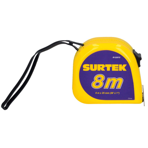 Flexómetro Con Carcasa De Plástico Invencible 8 m x 25 mm, Surtek B122072