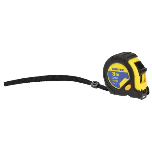 Flexómetro Anti-Impacto Con Carcasa Rubber Grip, 3 m x 16 mm, Surtek B122073