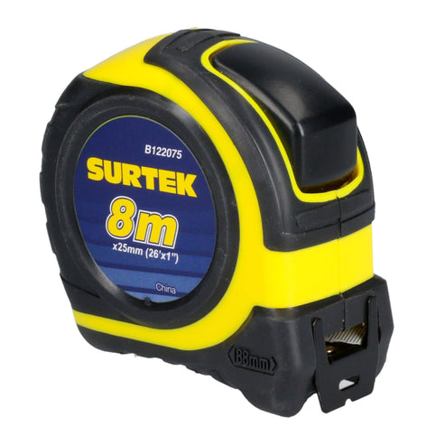 Flexómetro Anti-Impacto Con Carcasa Rubber Grip, 8 m x 25 mm, Surtek B122075