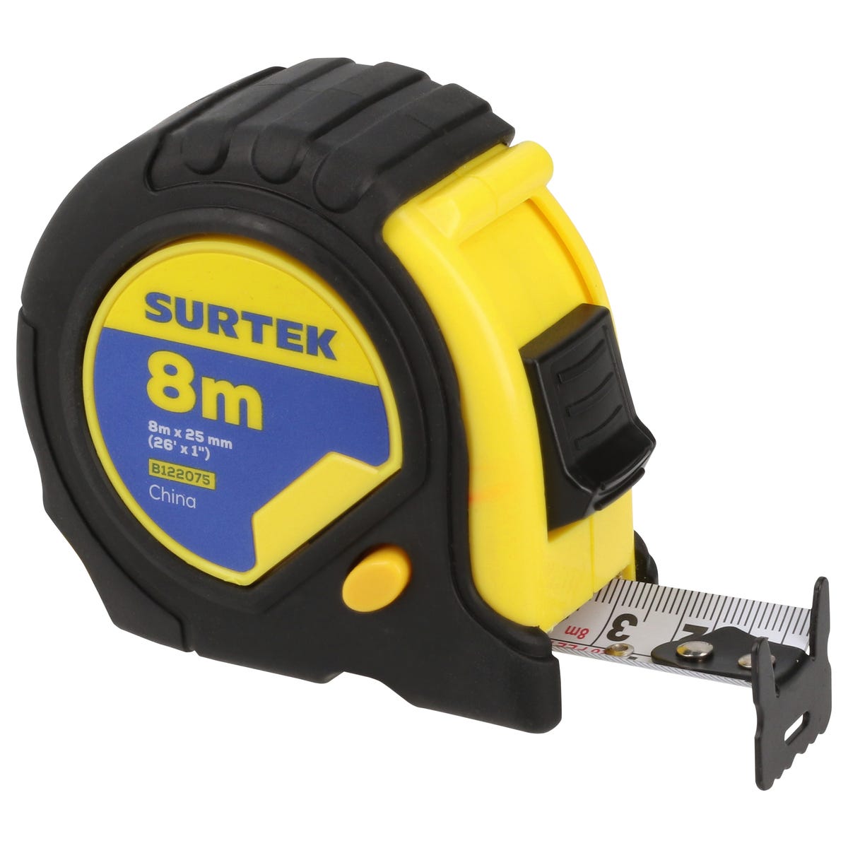 Flexómetro Anti-Impacto Con Carcasa Rubber Grip, 8 m x 25 mm, Surtek B122075