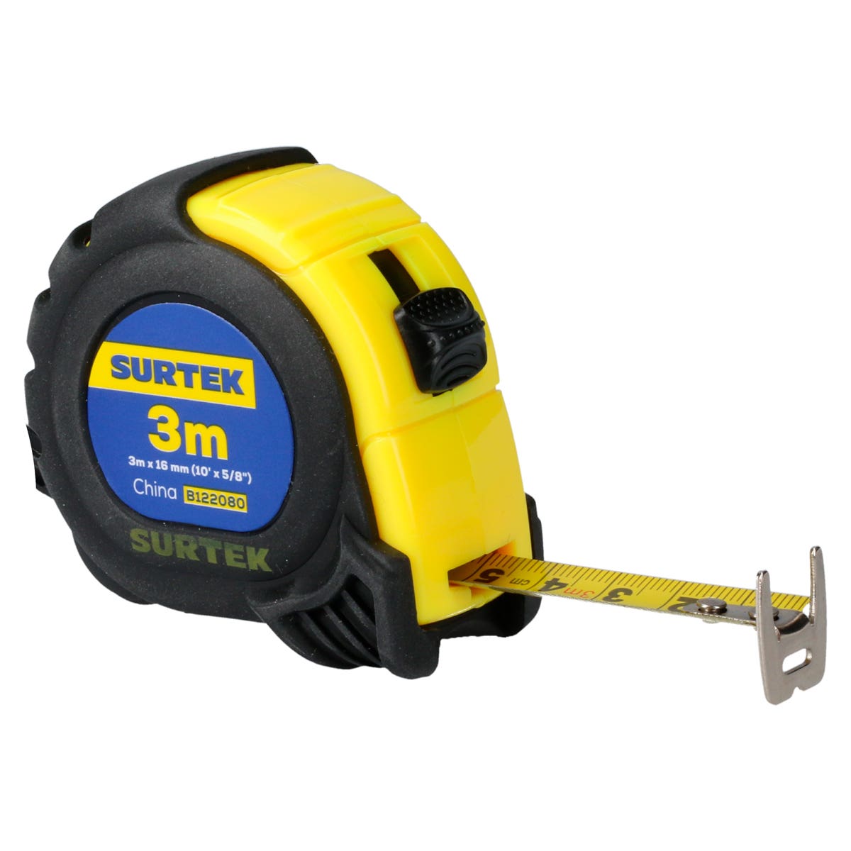Flexómetro Con Carcasa Anti-Impacto 3 m x 16 mm, Surtek B122080