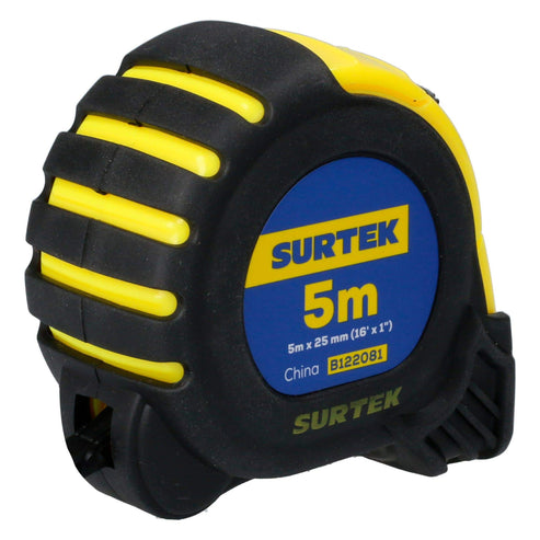 Flexómetro Con Carcasa Anti-Impacto 5 m x 25 mm, Surtek B122081