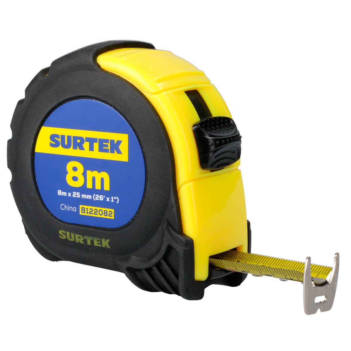 Flexómetro Con Carcasa Anti-Impacto 8 m x 25 mm, Surtek B122082