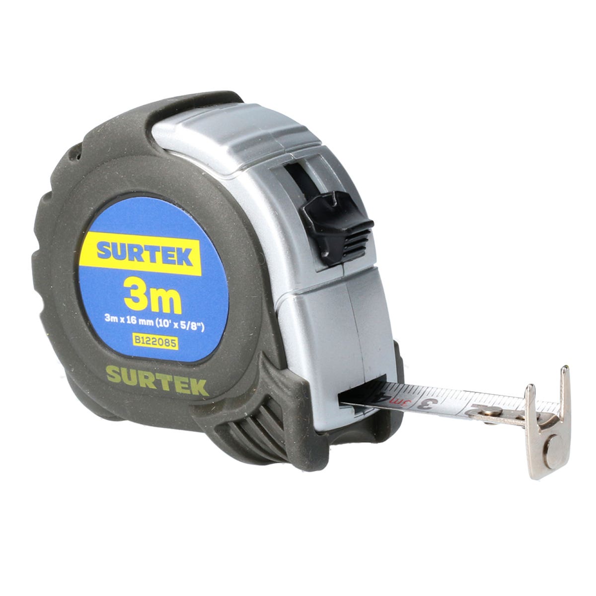 Flexómetro Con Carcasa Anti-Impacto Silver, 3 m x 16 mm, Surtek B122085