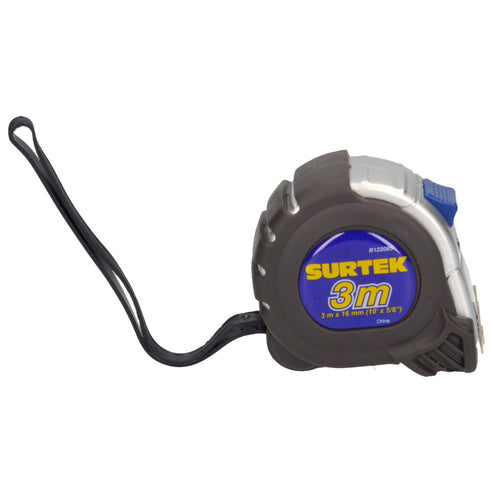 Flexómetro Con Carcasa Anti-Impacto Silver, 3 m x 16 mm, Surtek B122085
