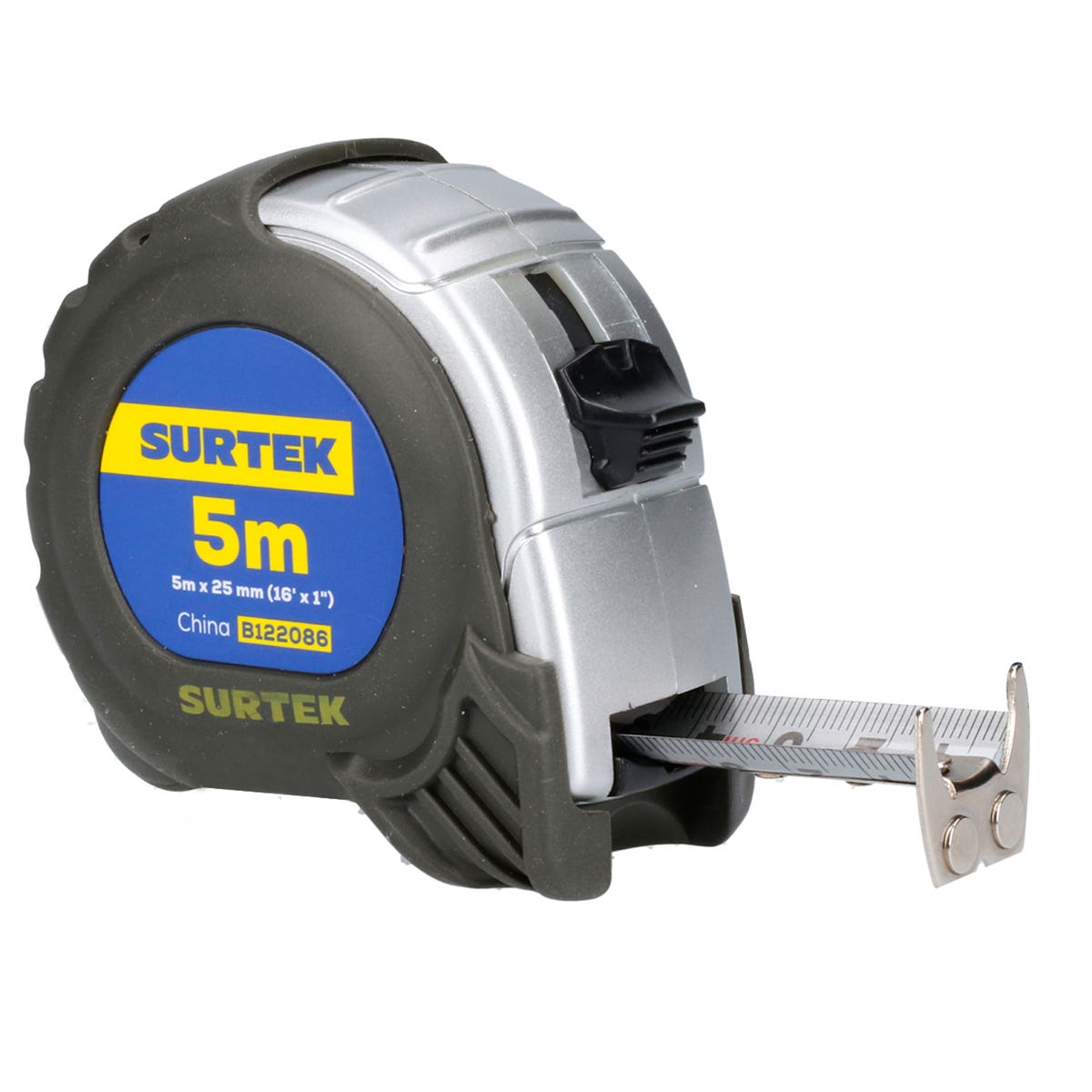 Flexómetro Con Carcasa Anti-Impacto Silver, 5 m x 25 mm, Surtek B122086