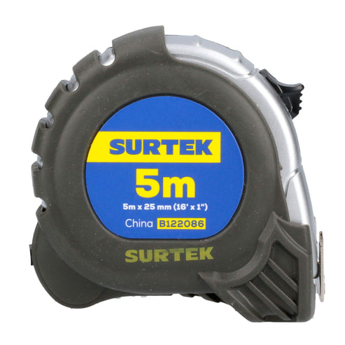 Flexómetro Con Carcasa Anti-Impacto Silver, 5 m x 25 mm, Surtek B122086
