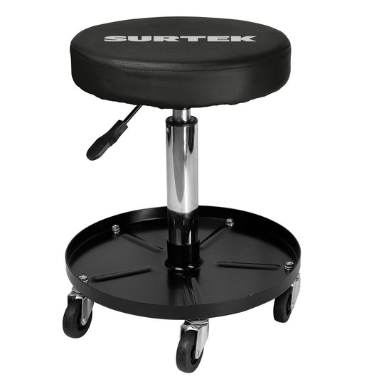 Banco Para Mecánico Giratorio Acolchonado Color Negro, 60 cm, Surtek BAMGS