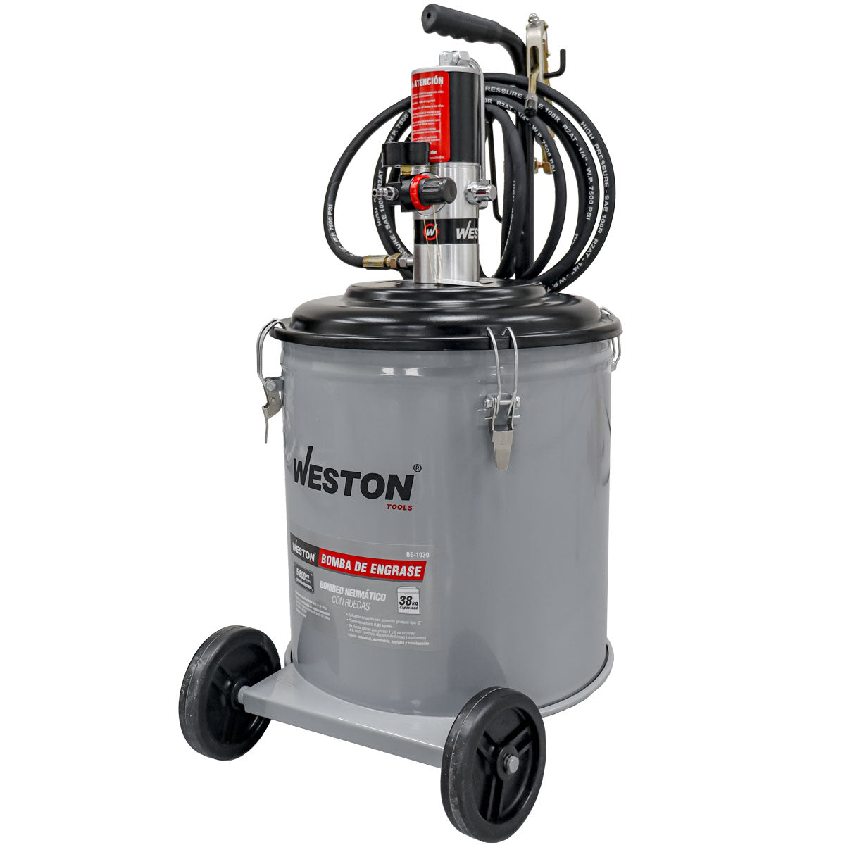 Bomba Neumática de Engrase 38KG con Ruedas | BE-1030