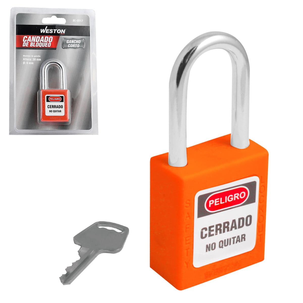 Candado De Bloqueo Naranja 38MM | BL-0017