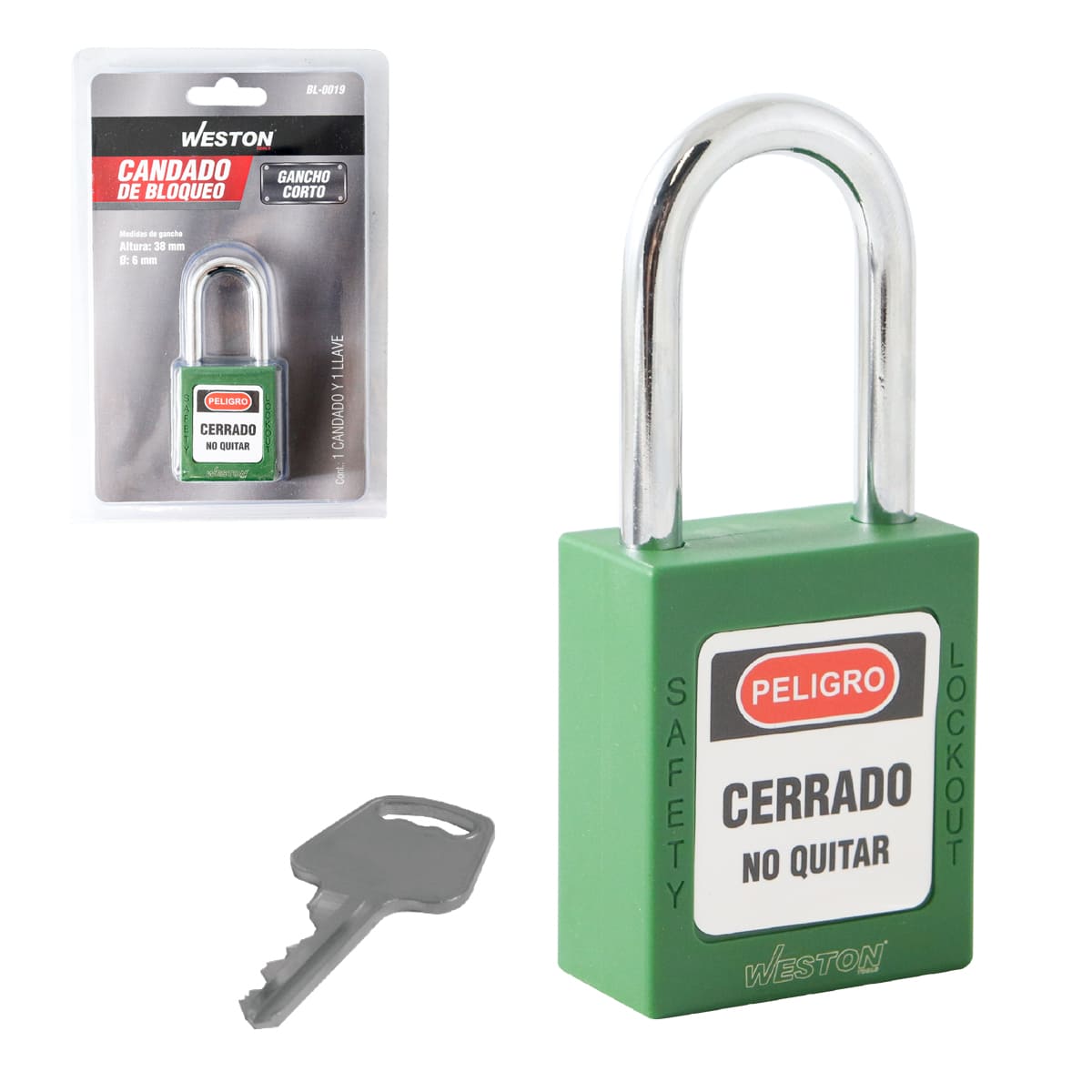 Candado De Bloqueo Verde 38MM | BL-0019