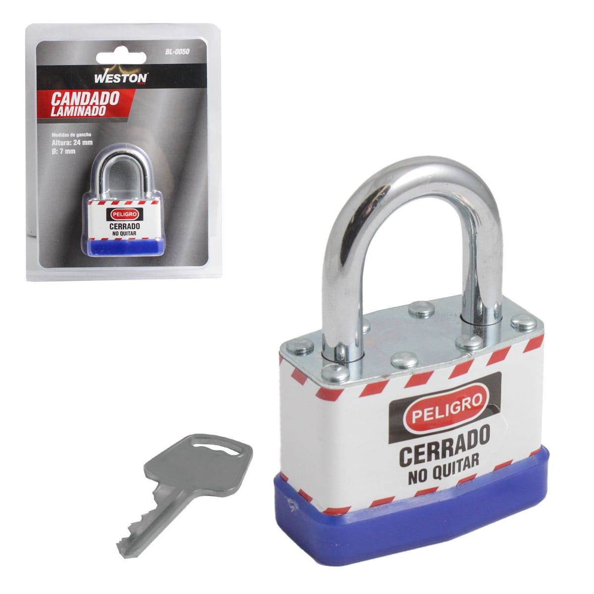 Candado De Acero Cuerpo Laminado De Seguridad 24MM | BL-0050