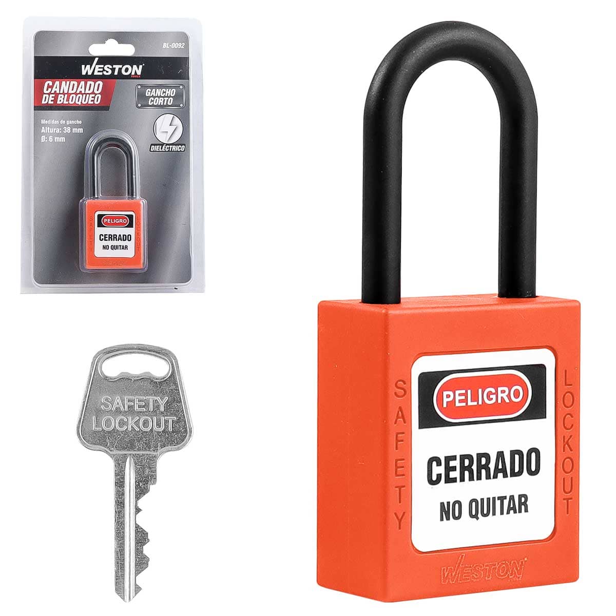 Candado De Bloqueo Dieléctrico Naranja 38MM | BL-0092
