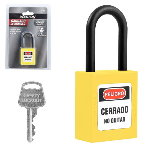 Candado De Bloqueo Dieléctrico Amarillo 38MM | BL-0094