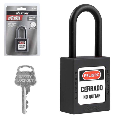 Candado De Bloqueo Dieléctrico Negro 38MM | BL-0096