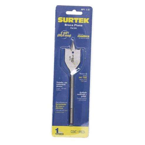 Broca Para Madera De Acero Al Carbono Tipo Manita 1 Zanco De 1/4, Surtek BP1