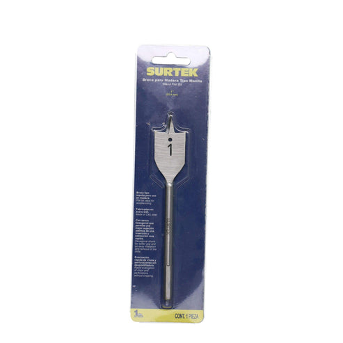 Broca Para Madera De Acero Al Carbono Tipo Manita 1 Zanco De 1/4, Surtek BP1