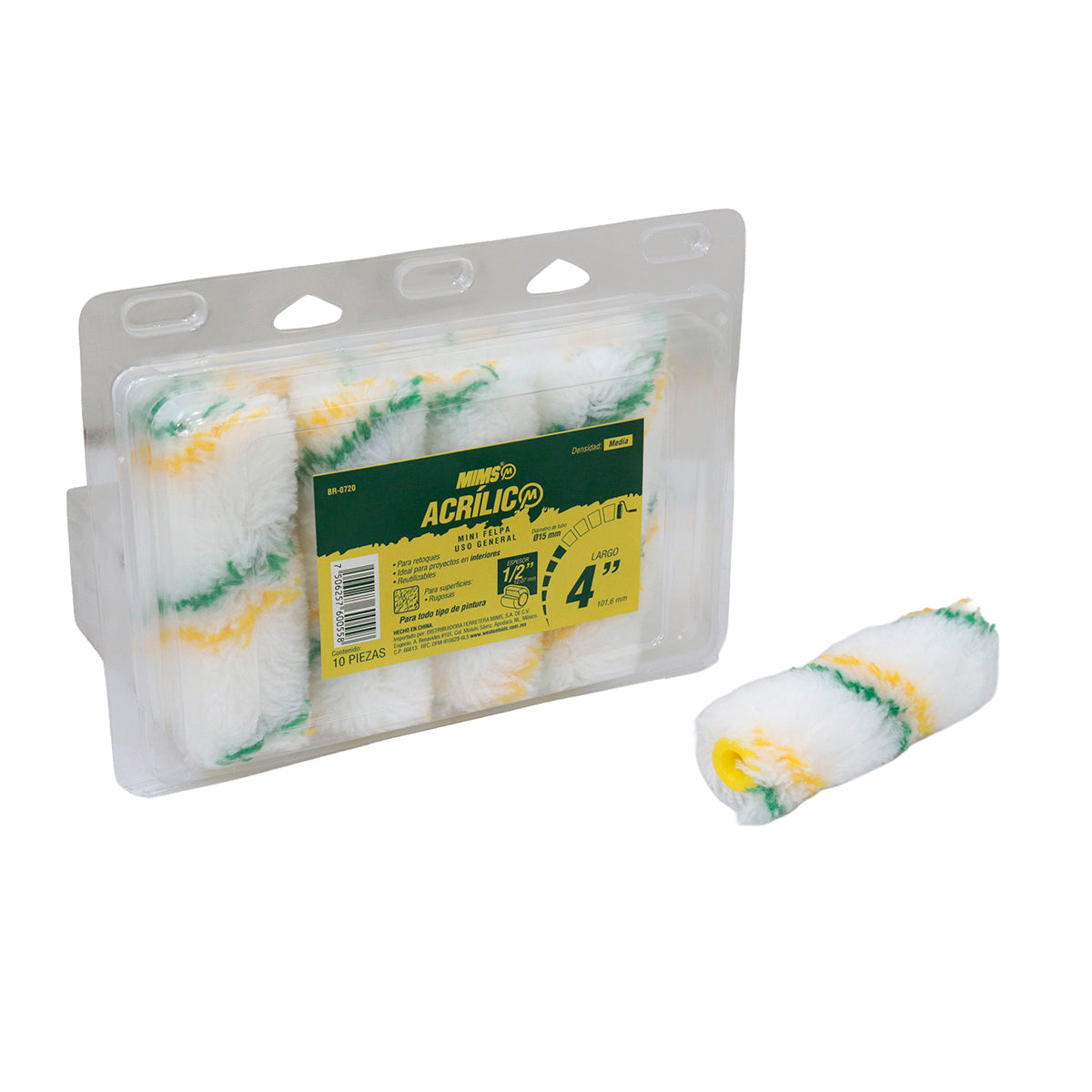 Mini Felpa Acrílico Uso General 4" (Precio X Blister Con 10Pzas) | BR-0720