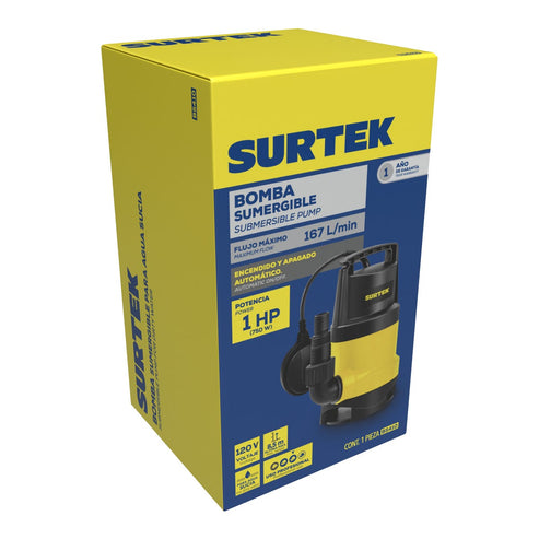 Bomba Sumergible Para Agua Sucia 1 HP 120 V, Surtek BS410